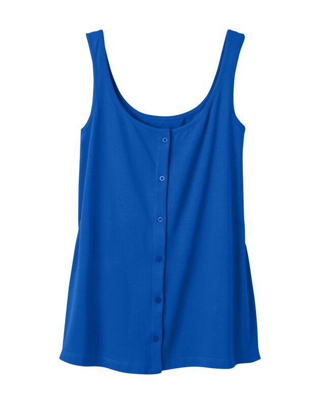 Débardeur boutonné uni (bleu dur)