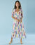 Robe longue Spécial Petites, voile imprimé (écru / violet)