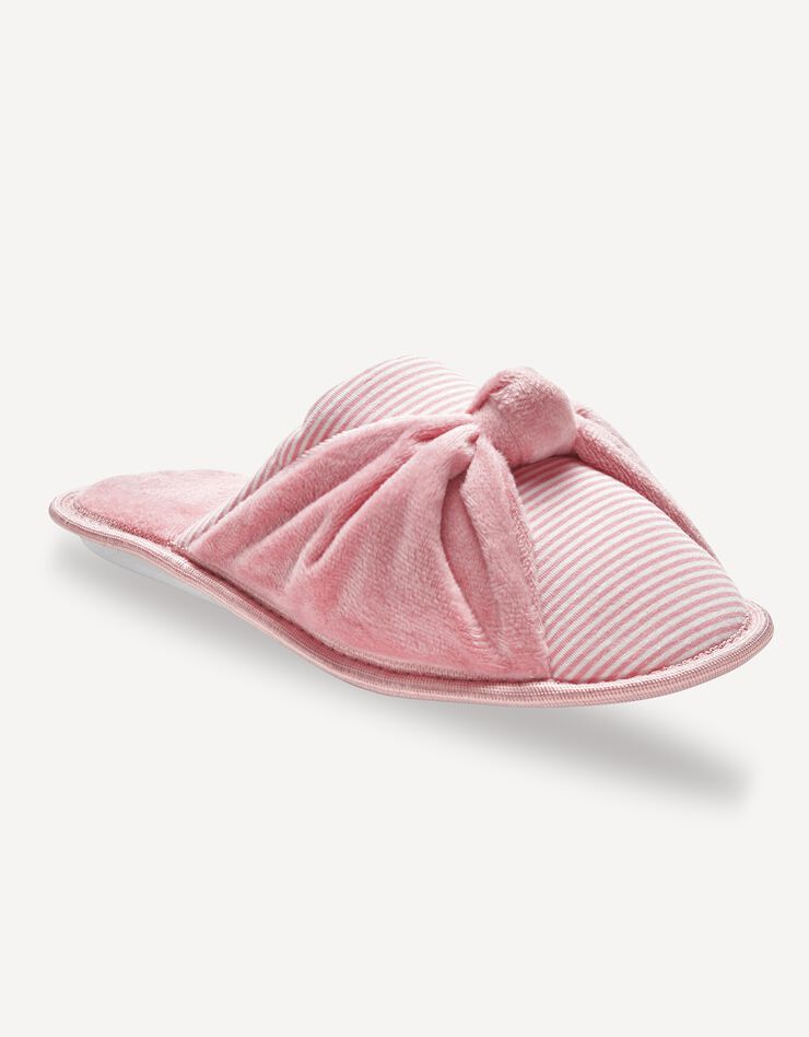 Mules plates coton imprimé rayé (rose) Mules plates coton imprimé rayé (rose)