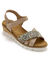 Sandales scratchées, petit compensé (beige)