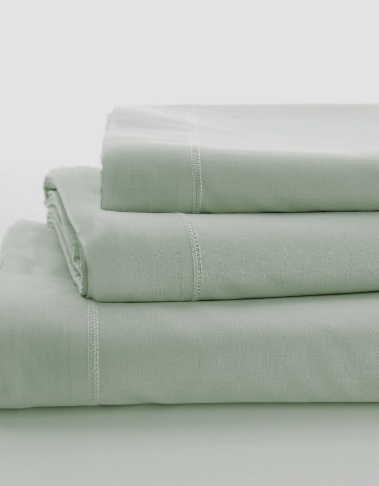 Linge de lit uni polyester-coton Colombine (vert amande)
