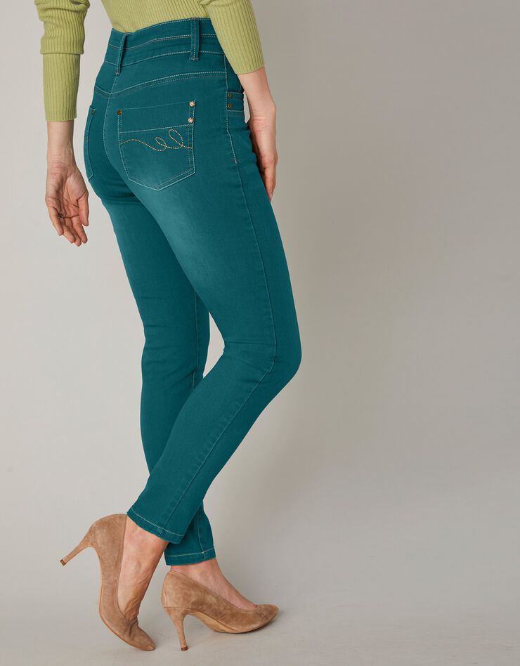 Jean 7/8ème fuselé couleur stretch (émeraude)