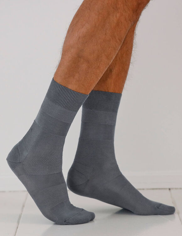 Mi-chaussettes fil d'Ecosse effet massant - lot de 2 paires (gris)