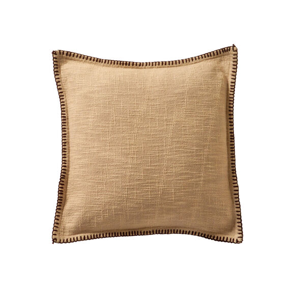 Coussin uni coton texturé (taupe)