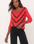 Pull col V rayé, maille anglaise toucher doux (rouge / noir)