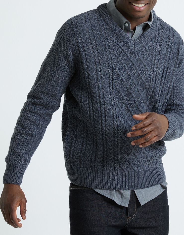 Pull irlandais col V (anthracite chiné) Pull irlandais col V (anthracite chiné)