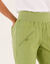Pantalon droit 7/8&egrave;me, taille &eacute;lastiqu&eacute;e, lin coton (vert gris&eacute;)