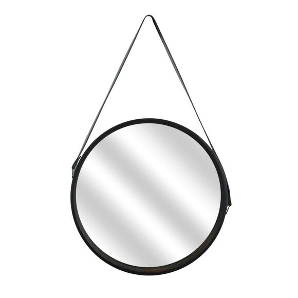 Miroir mural rond type barbier avec anse (noir)