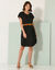 Robe courte boutonnée unie, fluide (noir)