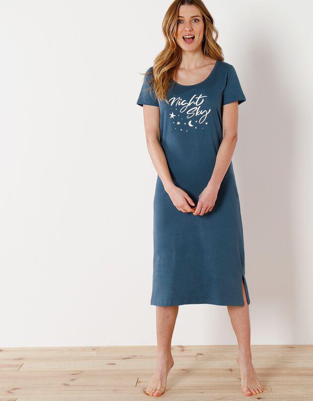 Chemise de nuit version longue – imprimé night sky (bleu foncé)