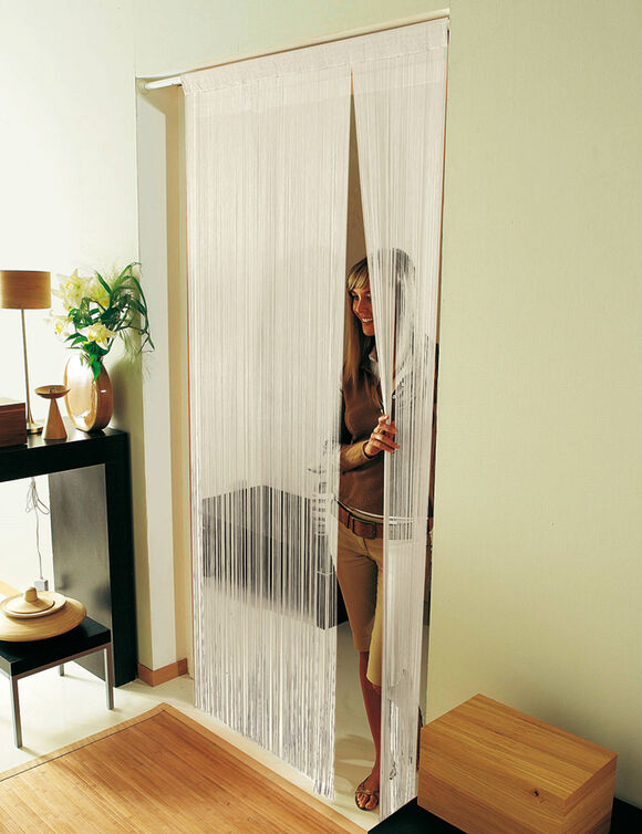 Rideau de fils d&eacute;coupable finition passe-tringle (naturel)