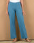 Pantalon large stretch, taille élastiquée (bleu grisé)