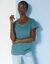 T-shirt col rond manches courtes uni coton (vert grisé)