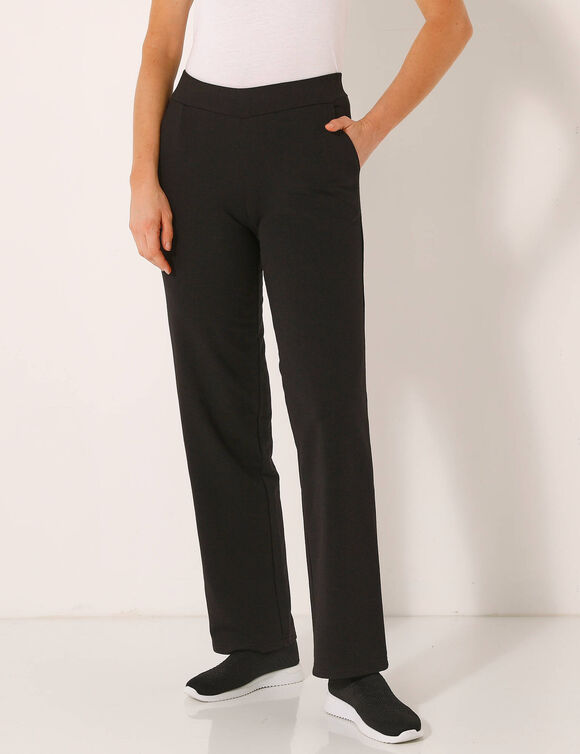 Pantalon coupe large molleton taille élastiquée (noir)