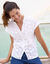 Chemisier manches courtes col volanté, broderie anglaise (blanc)