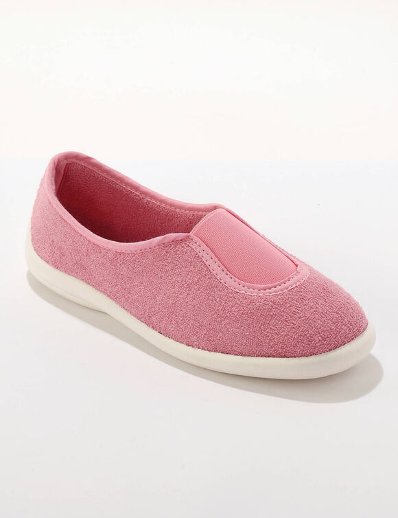 Ballerine d'int&eacute;rieur &eacute;ponge &eacute;lastiqu&eacute;e  (rose)