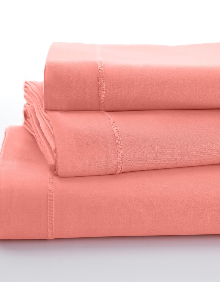Linge de lit uni polyester-coton Colombine (corail)