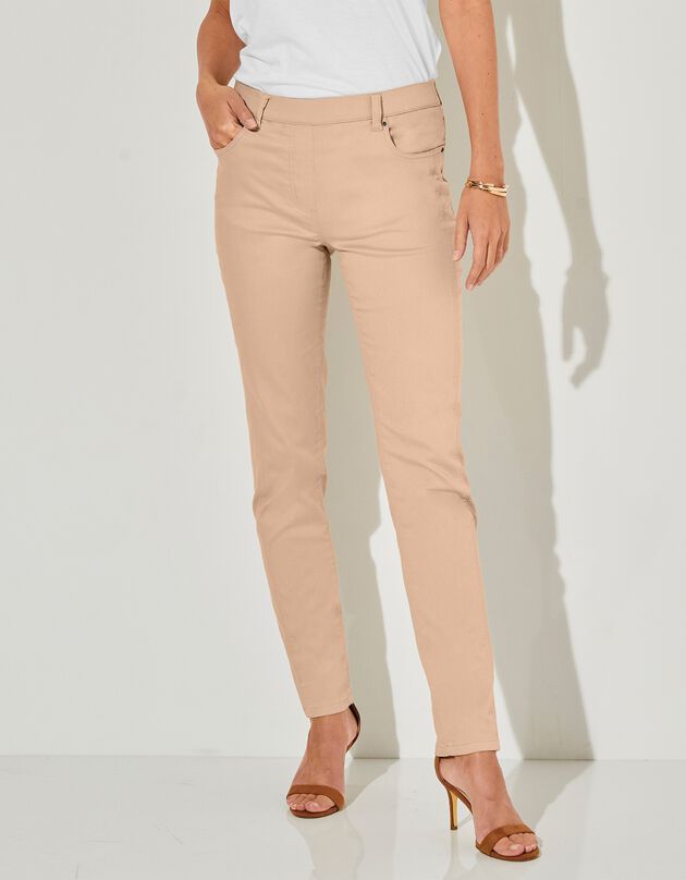 Pantalon stretch coutures affinantes (sable)