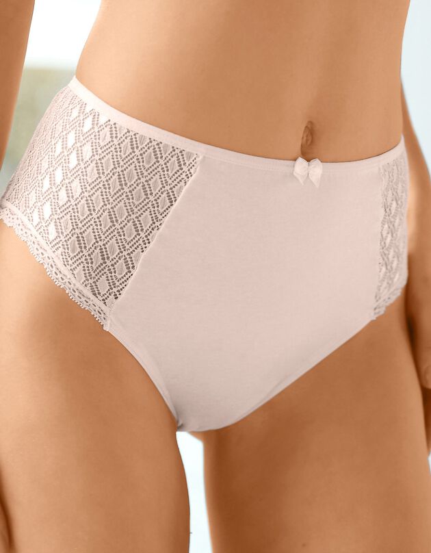 Culotte maxi coton dentelle unie Coria - lot de 2 (poudre)