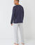 Pyjama col V &agrave; message (marine / gris chin&eacute;)