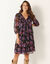 Robe à plis, voile imprimé fleuri (noir / violet)