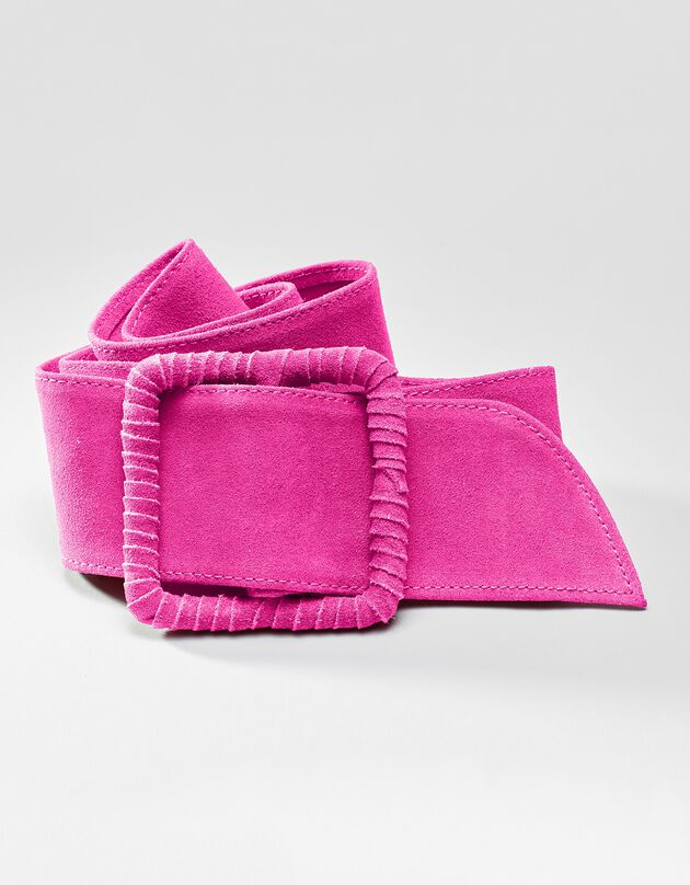 Ceinture large croûte de cuir (fuchsia)