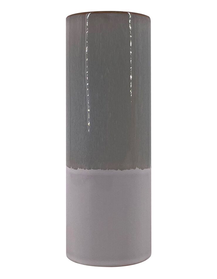 Vase tube bicolore en céramique - hauteur 25 cm (gris)