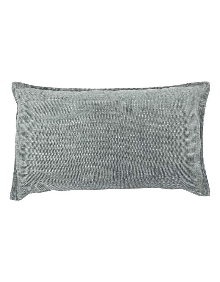 Coussin rectangulaire uni velours texturé (gris)