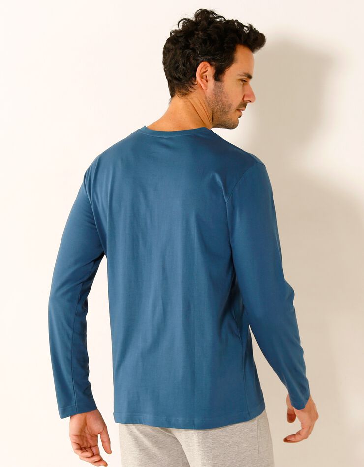 Tee-shirt pyjama manches longues motif bateau (bleu marine)