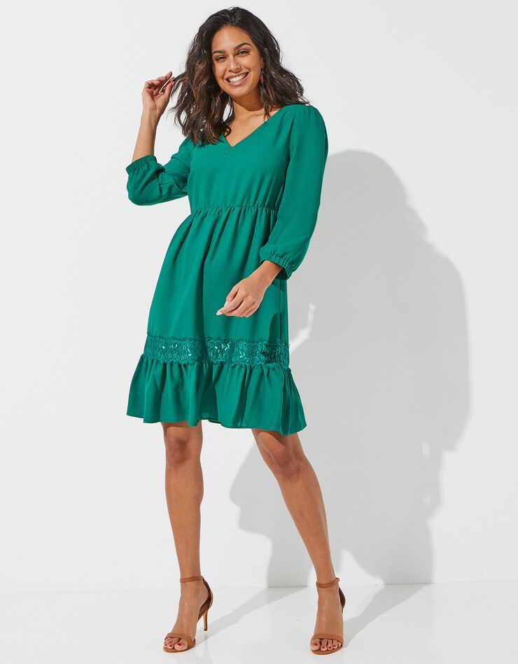 Robe dos croisé unie (vert) Robe dos croisé unie (vert)