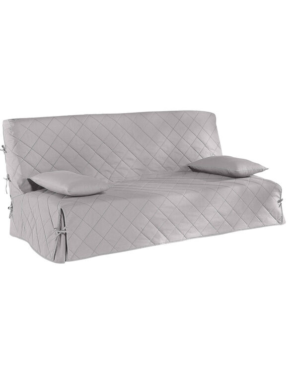 Housse clic-clac standard matelassée coton bachette uni (gris perle)