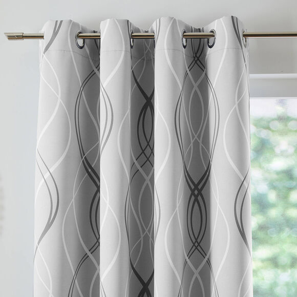 Rideau occultant imprim&eacute; serpentins (gris)