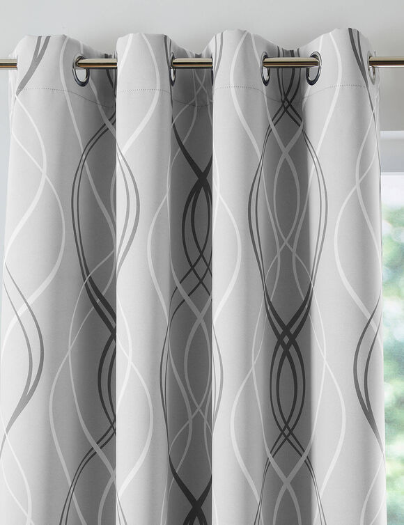 Rideau occultant imprim&eacute; serpentins (gris)
