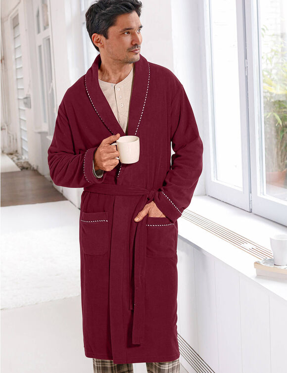 Robe de chambre maille polaire (bordeaux)