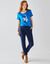 T-shirt manches courtes print placé (bleu)