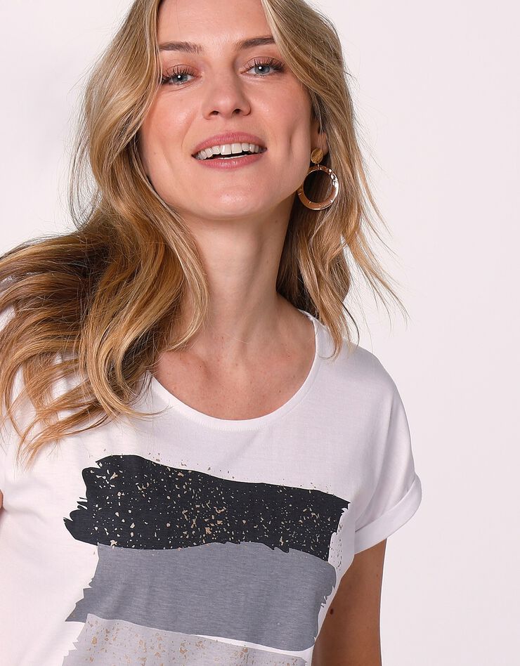Tee-shirt boite imprimé "arty", maille jersey (gris)