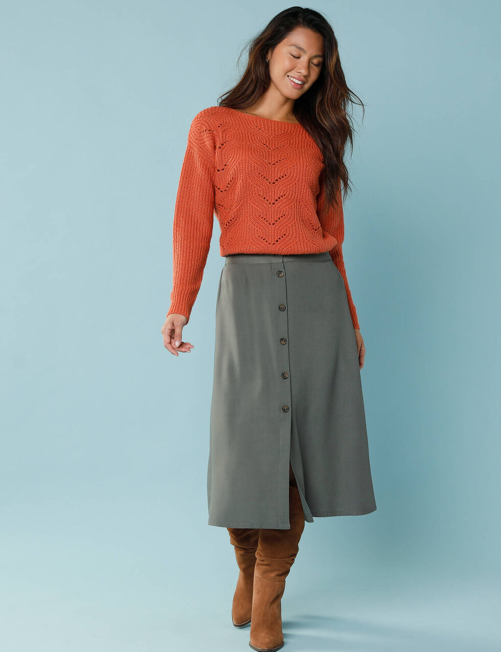 Gilet Long Maillé Perlé avec poches