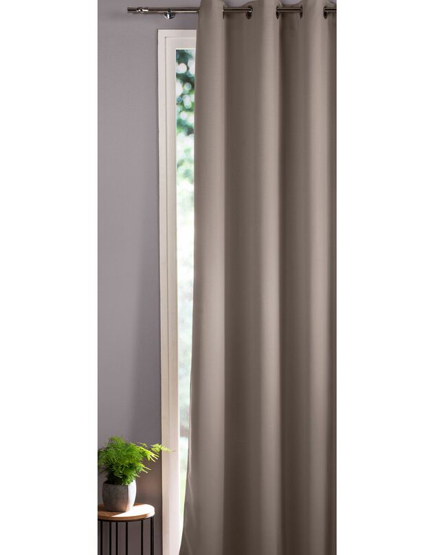 Rideau occultant uni satiné finition oeillets (taupe)
