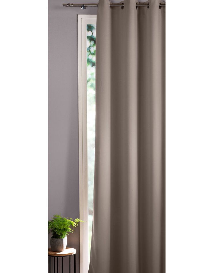 Rideau occultant uni satiné finition oeillets (taupe)