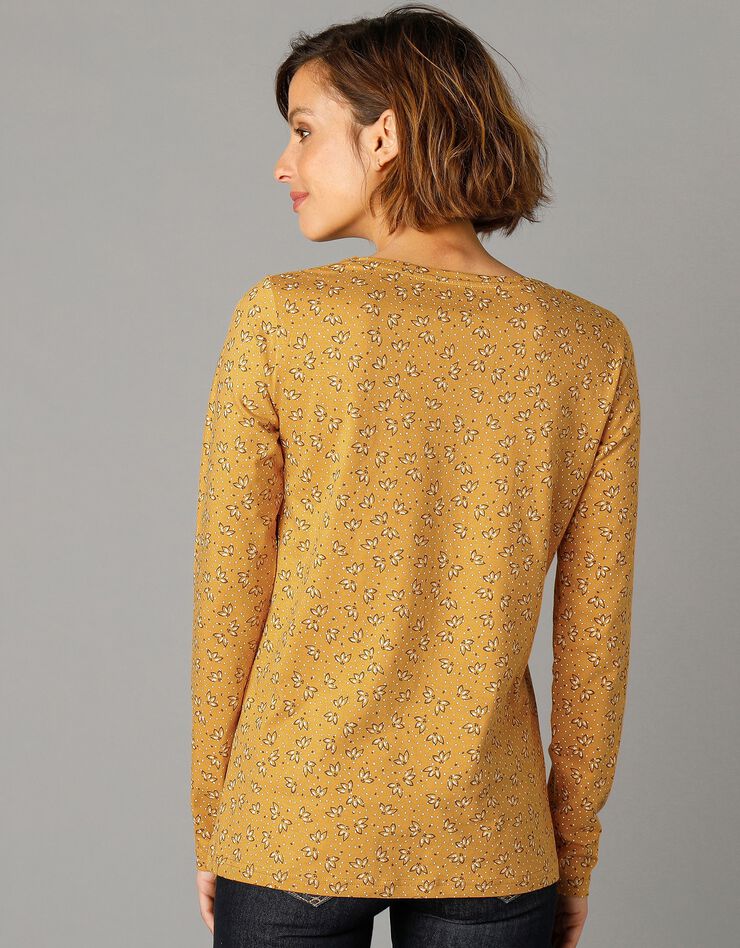 Tee-shirt imprimé manches longues jersey coton bio (miel)