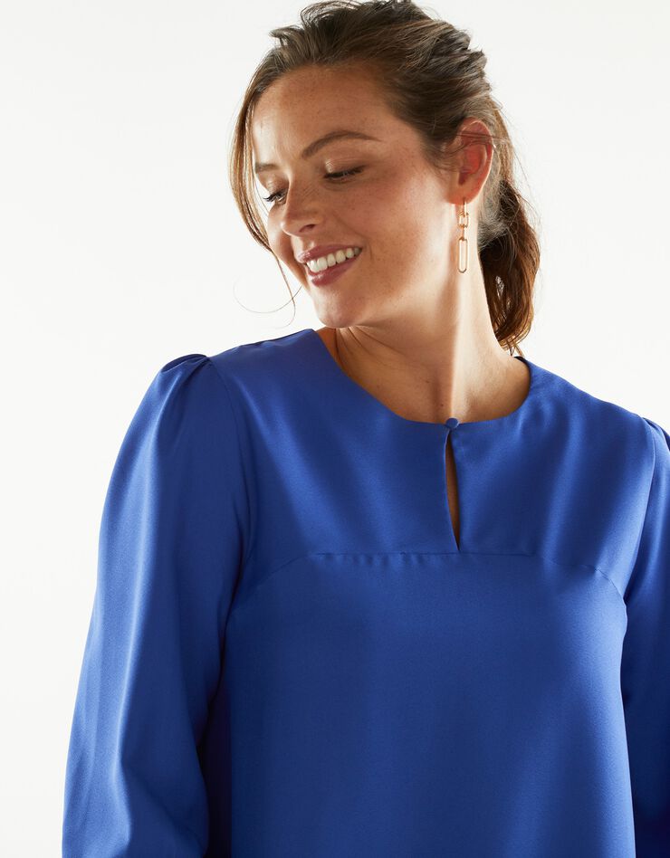 Robe forme housse crêpe uni (bleu dur)