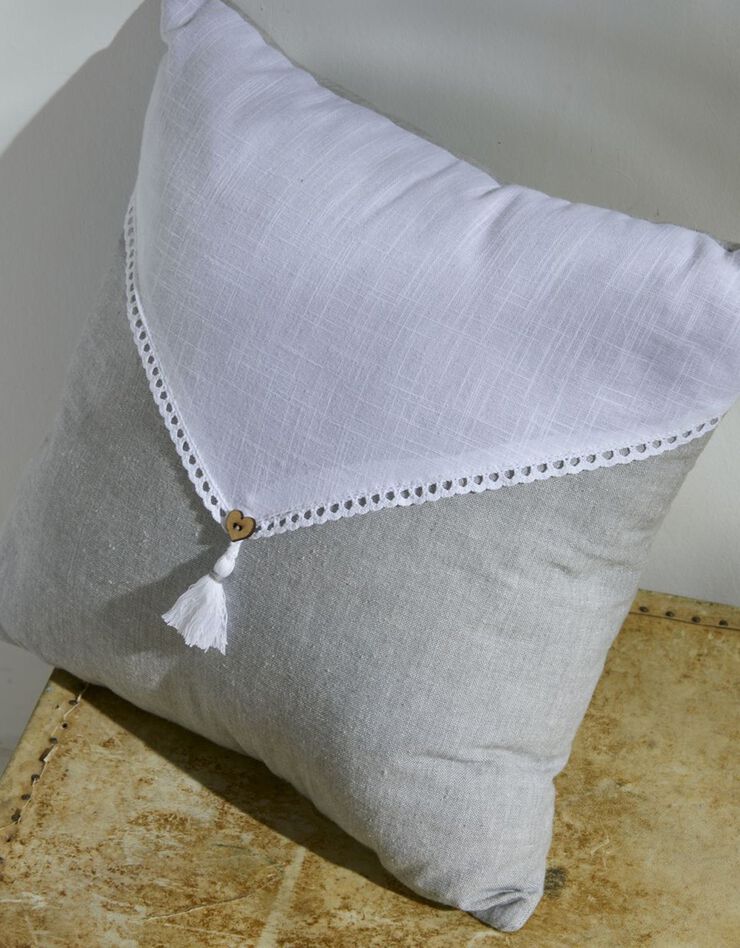Coussin pompon - chambray  (anthracite / blanc)