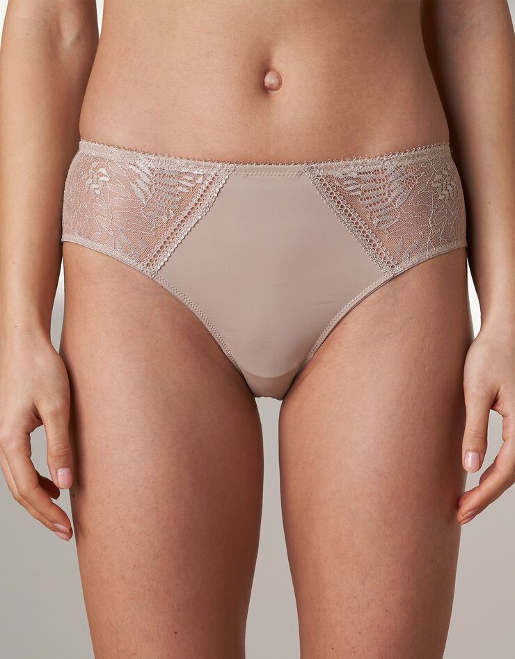 Culotte forme midi microfibre et dentelle stretch Camana - Lot de 2 (beige) Culotte forme midi microfibre et dentelle stretch Camana - Lot de 2 (beige)
