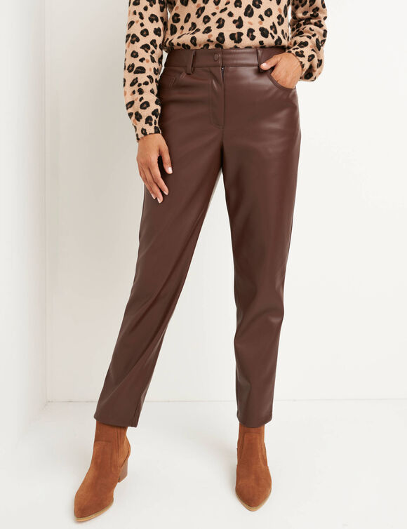 Pantalon fusel&eacute; 7/8&egrave;me aspect enduit (chocolat)