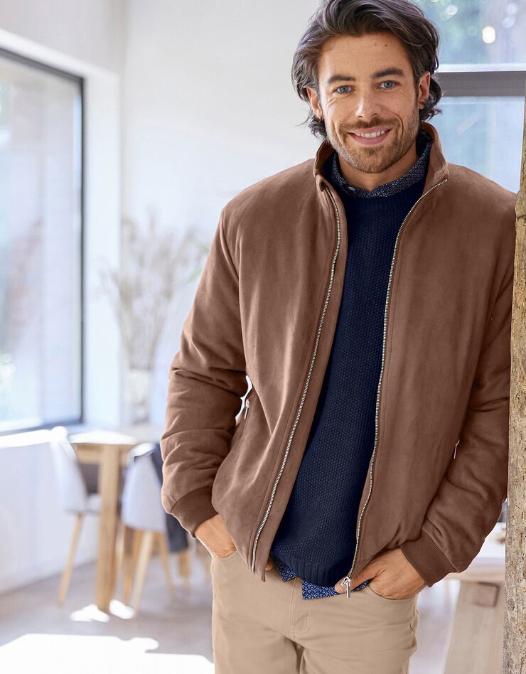 Blouson zippé toucher velours (marron) Blouson zippé toucher velours (marron)