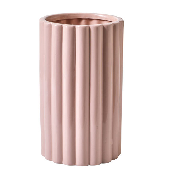 Vase stri&eacute; c&eacute;ramique rose (rose)