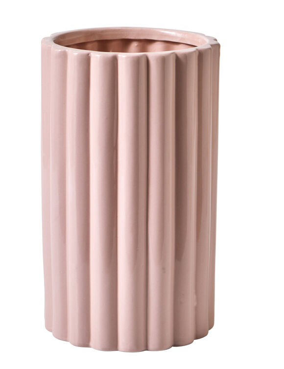 Vase stri&eacute; c&eacute;ramique rose (rose)