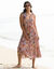 Robe longue à volants, crépon imprimé (orange / rose)