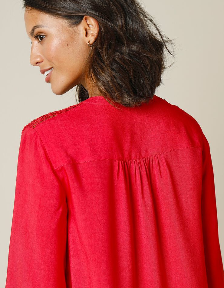 Blouse macramé manches longues (rouge) Blouse macramé manches longues (rouge)