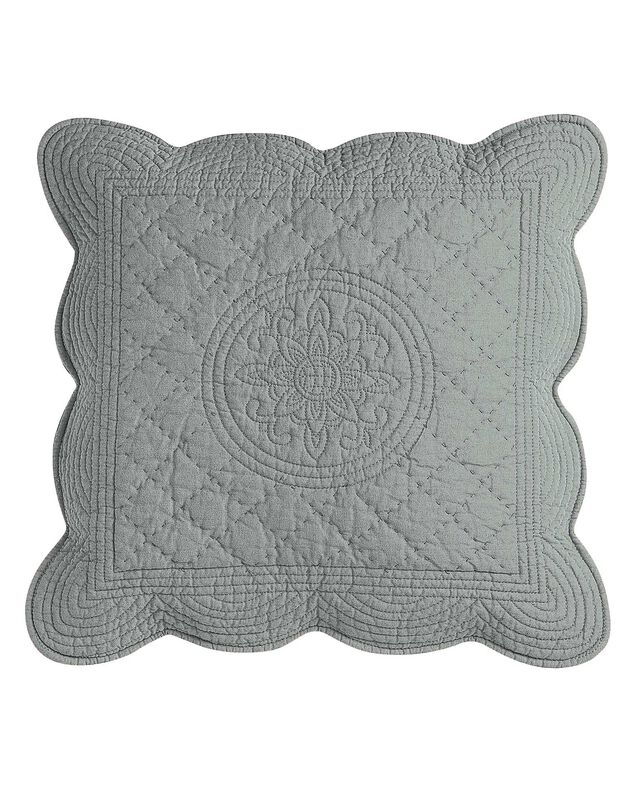 Housse coussin unie style boutis Cassandre (gris perle)